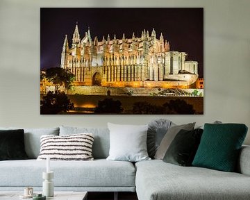 Verlichte kathedraal van Palma de Mallorca, Spanje Balearen van Alex Winter