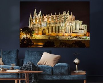 Verlichte kathedraal van Palma de Mallorca, Spanje Balearen van Alex Winter
