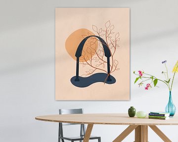 Minimalistische illustratie van een boom en een poortboog van Tanja Udelhofen