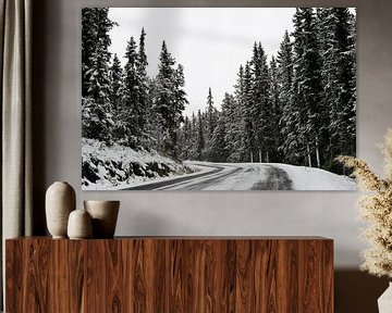 Besneeuwde wegen - ijs en sneeuw in de herfst - Hemsedal, Noorwegen van Lars Scheve