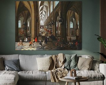 Peeter Neeffs, Interieur van de kathedraal van Antwerpen, 1651 olieverf op doek