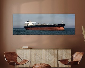 Panorama of a tanker on the North Sea near Hoek van Holland. by scheepskijkerhavenfotografie