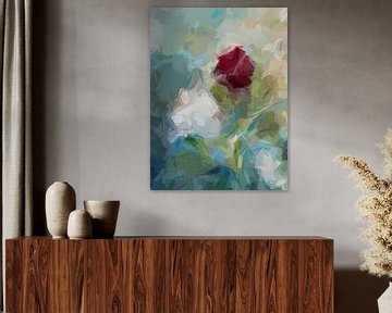 abstract schilderij van bloemen van Paul Nieuwendijk