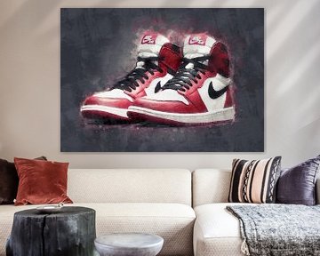 olieverf werk van Nike air Jordan schoenen van Bert Hooijer