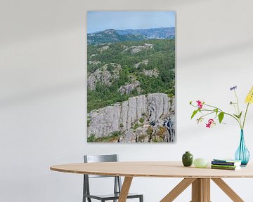 Geschichtete Felsen mit Schafen in Norwegen von Manon Verijdt