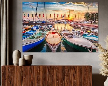 Bardolino haven met zonsondergang van Mustafa Kurnaz