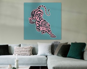 Roze Tijger van Mad Dog Art