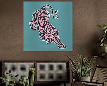 Roze Tijger van Mad Dog Art
