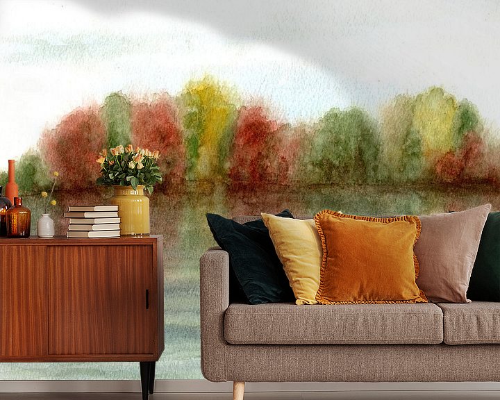 Sfeerimpressie behang: Herfst aan het meer van Sandra Steinke