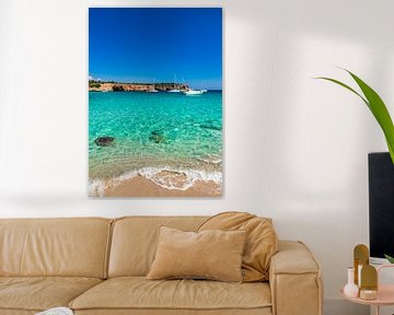 Idyllic bay with yachts boats at the beautiful seaside on Mallorca by Alex Winter