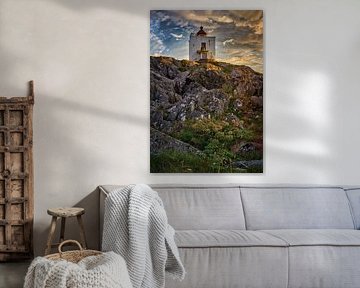 Ulla lighthouse on a warm summer day, Haramsøya, Ålesund, Norway