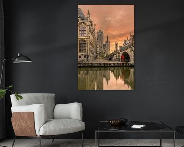 Ghent with sunrise by Marcel Derweduwen