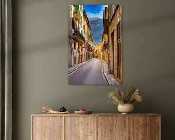 View of an street in Soller, town in Serra de Tramuntana mountains by Alex Winter