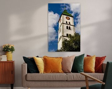 Kerktoren in Wangen im Allgäu Duitsland van Dieter Walther