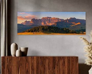 Panorama zonsopkomst Alpe di Siusi van Henk Meijer Photography
