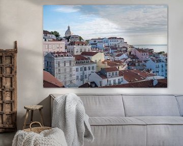 View of the old quarter Alfama and the Tagus in Lisbon, Portugal by Christa Stroo photography