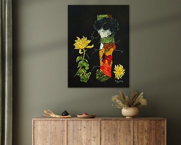 Geisha and chrysanthemums by Ineke de Rijk