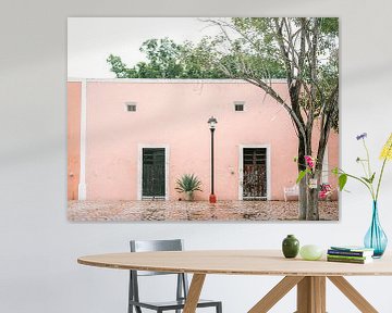Le mur rose | Photographie de voyage à Valladolid Mexique sur Raisa Zwart