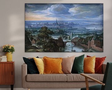 Landschaft mit einer Ansicht von Antwerpen, Hans Bol