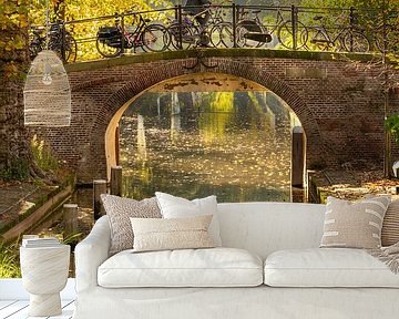 Radfahrer auf der Magdalena-Brücke im Herbst. von zeilstrafotografie.nl