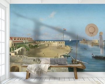 De haveningang van Willemstad met het Gouvernementspaleis, Prosper Crébassol