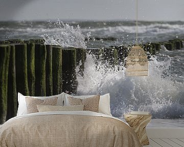Waves splashing on the breakwaters in Burgh - Haamstede, Zeeland by Marjolijn van den Berg