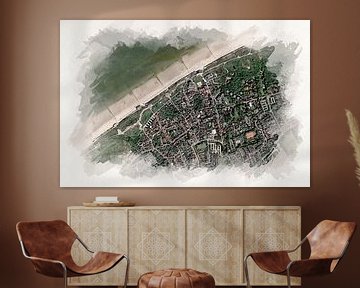 Map of Domburg in Watercolor Style by Aquarel Creative Design