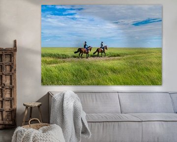 Horse riding in the salt marshes at the North Sea by Animaflora PicsStock