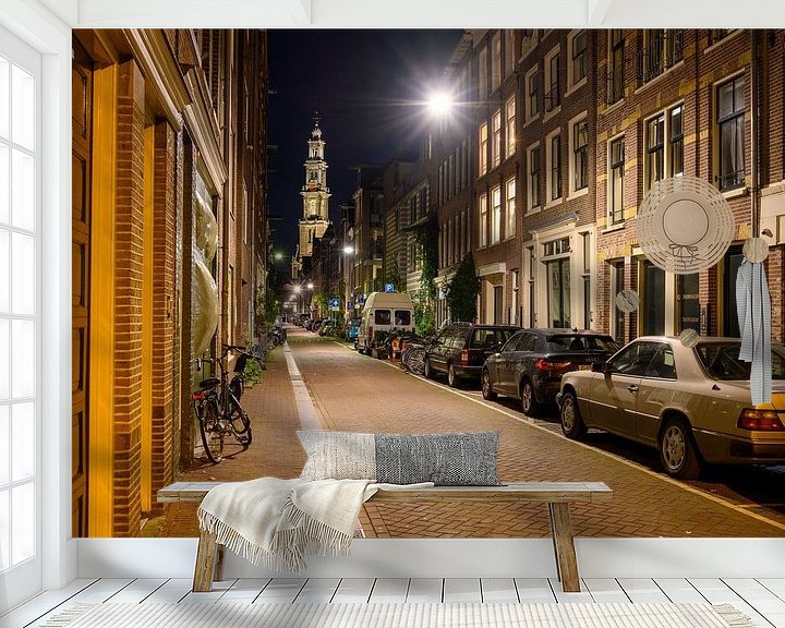 Sfeerimpressie behang: Avond in Amsterdam van Foto Amsterdam/ Peter Bartelings