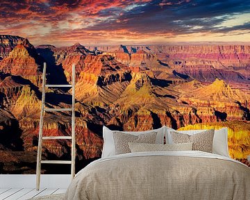 Natuurlijke Wonderkloof en Colorado Rivier Grand Canyon Nationaal Park in Arizona USA met Bewolking van Dieter Walther