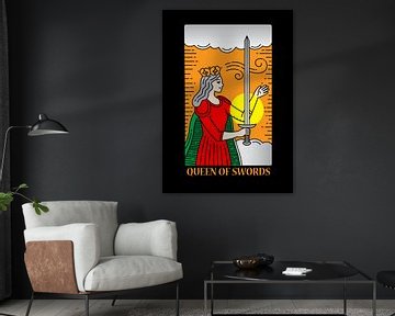 Vrouw van Zwaarden Tarot Kaart Spirituele Muurdecoratie Art Print van Millennial Prints