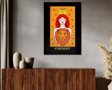 De Sterkte Tarotkaart VIII Spirituele Muurdecoratie Art Print van Millennial Prints