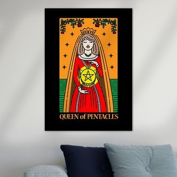 Queen of Coins Tarot Card Spiritual Wall Decoration Art Print by Millennial Prints