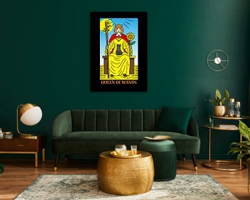 Königin der Stäbe Tarotkarte Spirituelle Wanddeko Kunstdruck von Millennial Prints