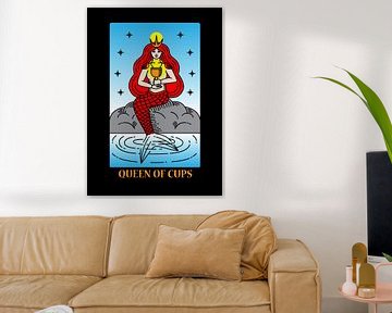 De Koningin van Bekers Tarot Kaart Spirituele Muurdecoratie Art Print van Millennial Prints