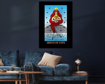 Die Königin der Kelche Tarotkarte Spirituelle Wanddeko Kunstdruck von Millennial Prints