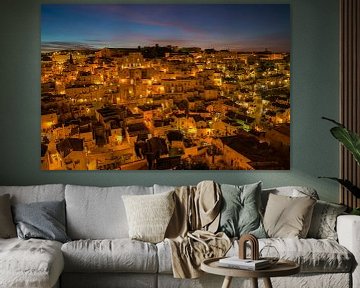 Evening shot of the old city Matera in Italy by Michelle Peeters