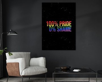 100% Trots 0% Schande - LGBTQ vlag Regenboog Solidariteit Wanddecoratie van Millennial Prints