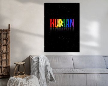 HUMAN – LGBTQ Flagge Regenbogen Solidarität Wanddeko von Millennial Prints