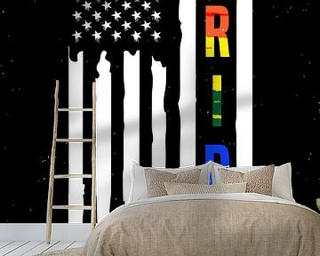 American Pride - LGBTQ vlag Regenboog Solidariteit Wanddecoratie van Millennial Prints