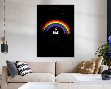 Regenboog is Liefde - LGBTQ vlag Regenboog Solidariteit Wanddecoratie van Millennial Prints