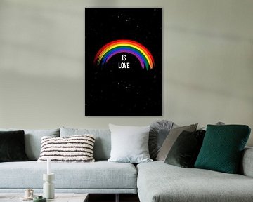 Regenboog is Liefde - LGBTQ vlag Regenboog Solidariteit Wanddecoratie van Millennial Prints
