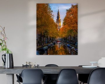Prachtige herfstkleuren tijdens een mooie ochtend in Amsterdam van Bas Banga