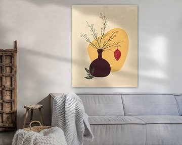 Abstract Kerst stilleven in rood en goud van Tanja Udelhofen