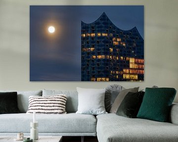 Hamburg - Elbphilharmonie (Elphi) met maan van Das-Hamburg-Foto