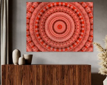 Retro Rood (Mandala in Retro stijl) van Caroline Lichthart