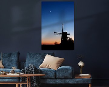 Polder mill just after sunset by Mark Leeman