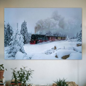 Brockenbahn in de sneeuw