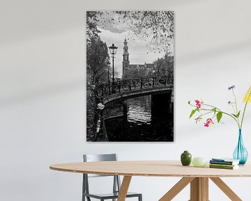 Prinsengracht en Westerkerk in Amsterdam van Peter Bartelings