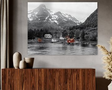 Noorwegen - Trollfjord z/w van Grafikdesign Manuel Groß